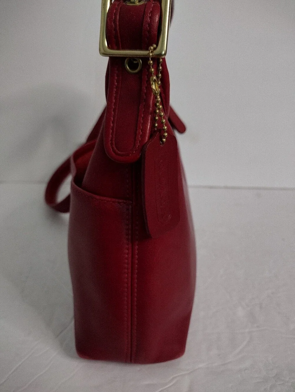 Vintage Y2K COACH Red Leather Legacy Small Hobo Bag 9136 Rare Cherry Red - Picture 6 of 16
